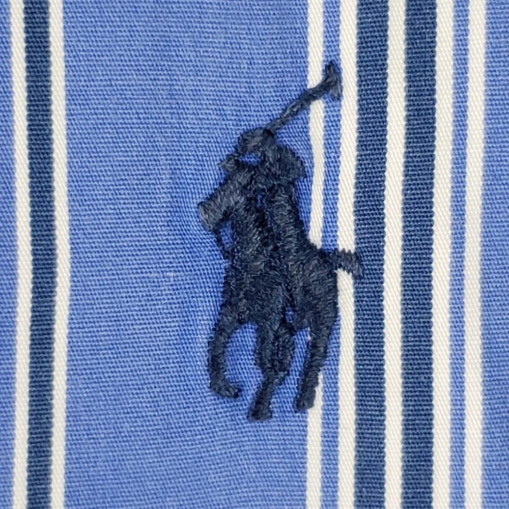 Polo Ralph Lauren Shirt Striped LS Button Down Blue Mens Size Medium M